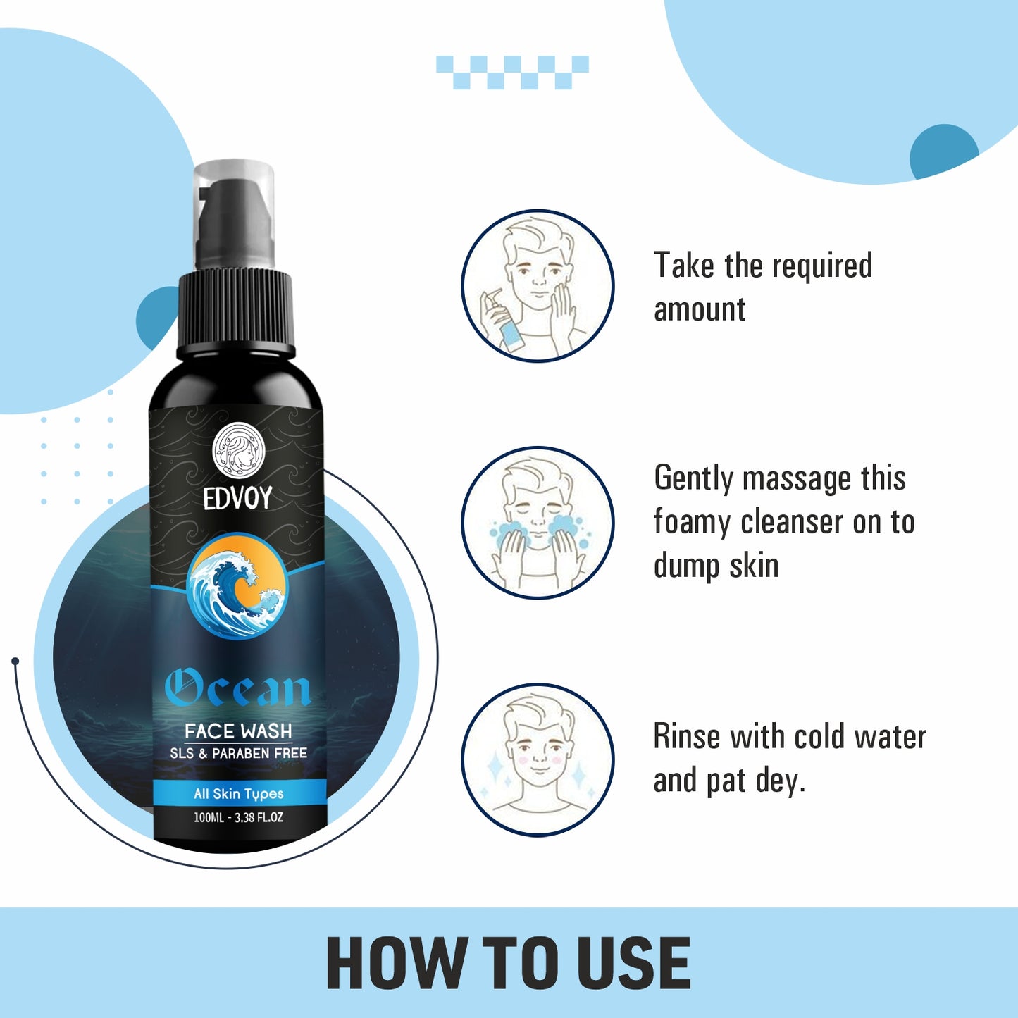 EDVOY Ocean  For Men And Women, Fights Acne & Pimple, Skin Brightening, All Skin Types Face Wash (100 ml)