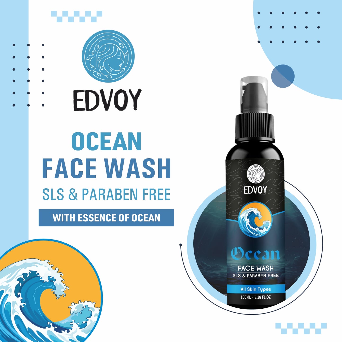 EDVOY Ocean  For Men And Women, Fights Acne & Pimple, Skin Brightening, All Skin Types Face Wash (100 ml)